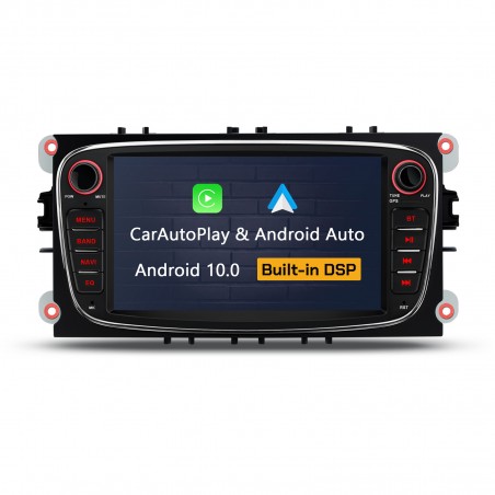 Pantalla GPS Android 10 DVD 2 DIN 7 para FORD Focus Mondeo S-Max C-Max  Kuga Quad Core Mirrorlink Carplay