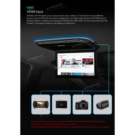 Pantalla Techo para Coche 12,1 Ultra Fina USB SD HDMI