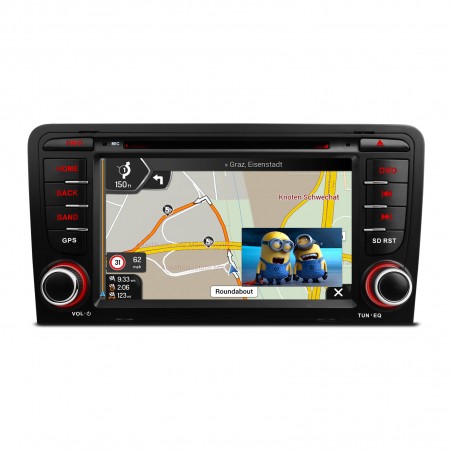 Autoradio Android Audi A3 8P 2003 a 2011 2 DIN 7 HD GPS Carplay