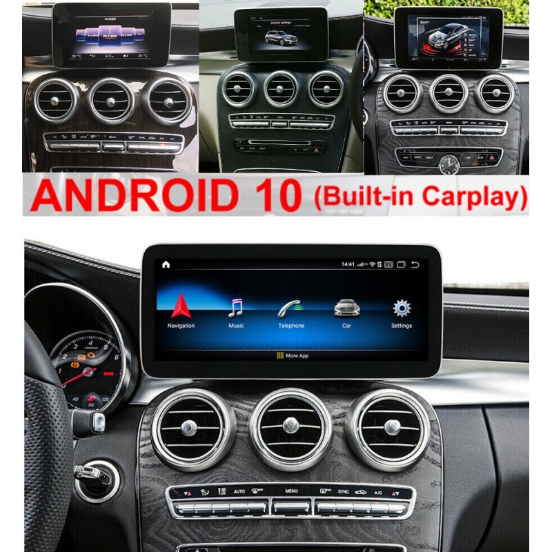 Android Mercedes Clase C V 10,25" GPS Carplay Mirrorlink SD USB