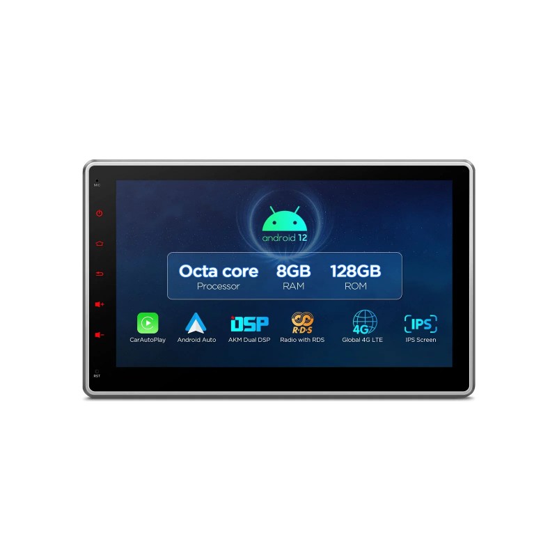 Radio Pantalla Android 12 UNIVERSAL 10,1 TACTIL HD SD USB Carplay  Mirrorlink