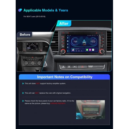 Pantalla Táctil radio Android Auto Carplay Seat Leon MK3 5F Ibiza 2012 -  2018 – RProjekt